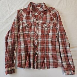 Red Plaid Button-Up Shirt
